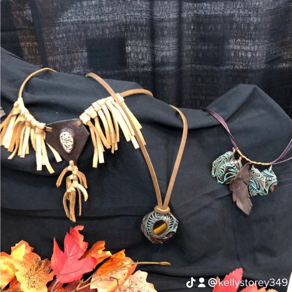 I HAVE MANY OTHER PIECES OF HANDMADE LEATHER JEWELRY-JUST ASK 😀!!!! - Picture 1 of 2